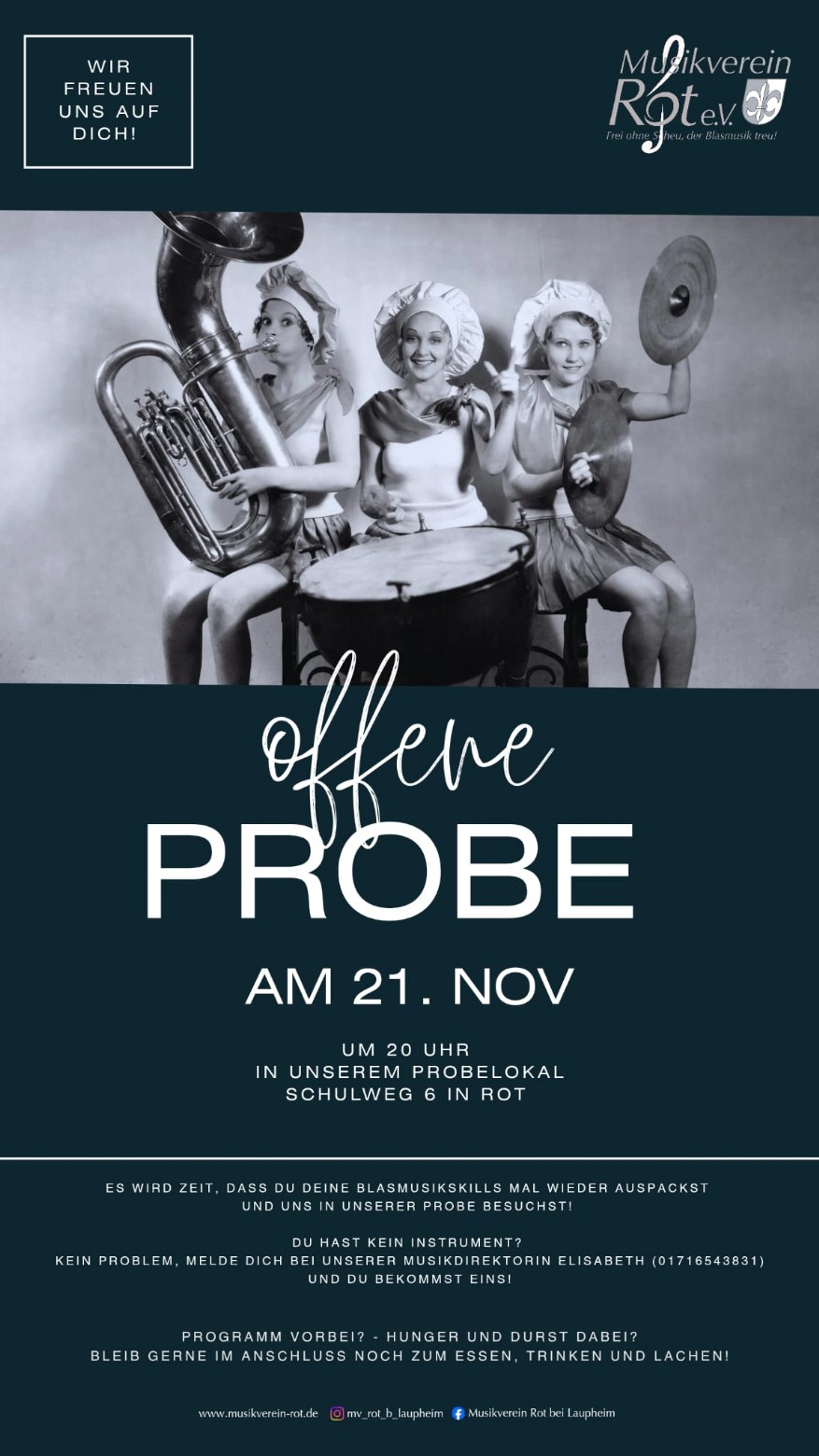 Flyer Offene Probe Musikverein Rot bei Laupheim